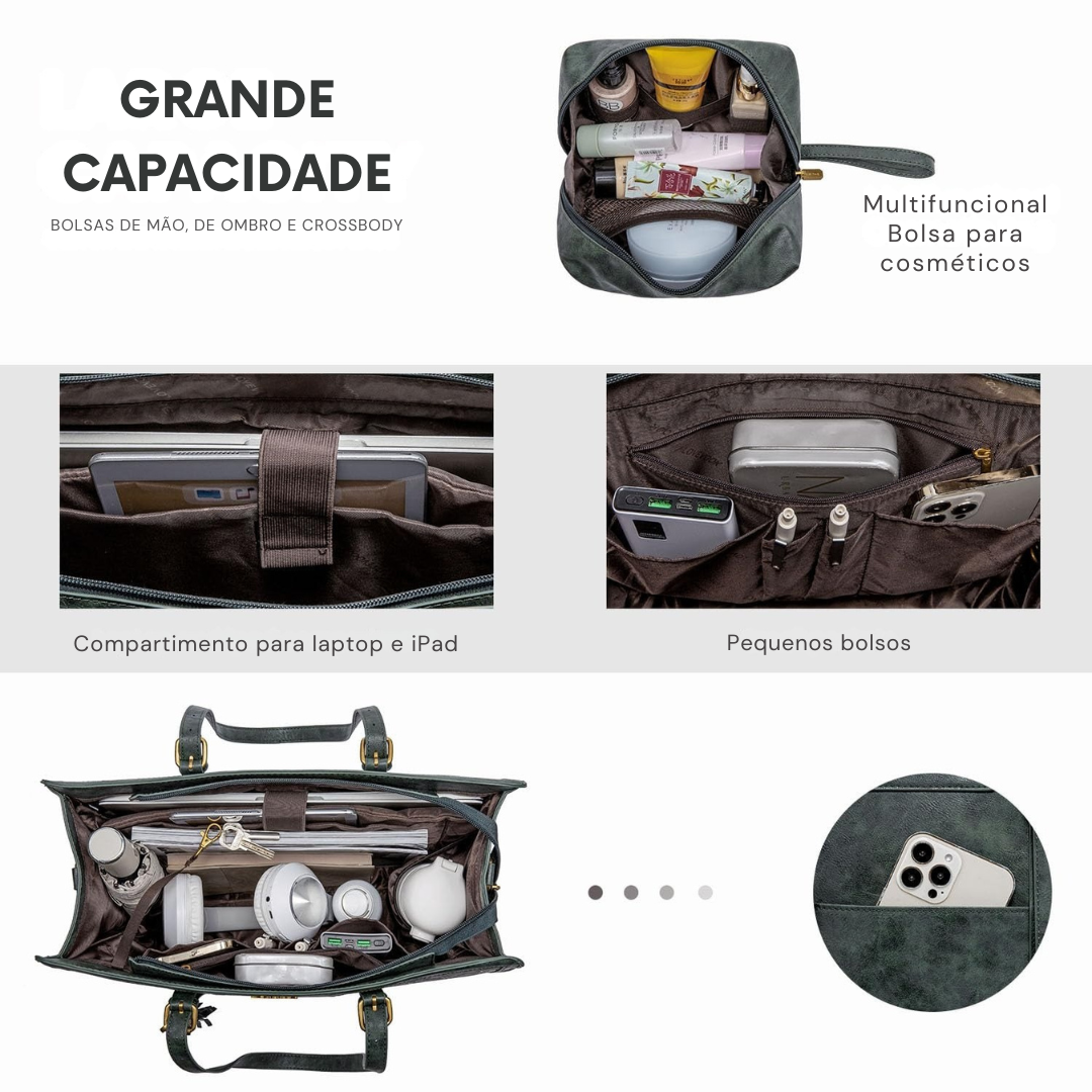 Bolsa feminina vintage de couro para laptop®