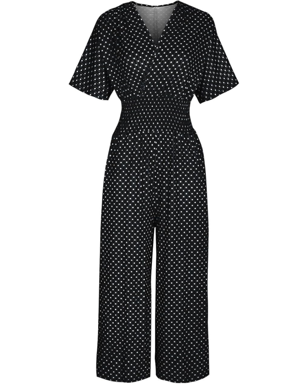 Macacão de Linho Leve com Estampado de Bolas e Design Confortável