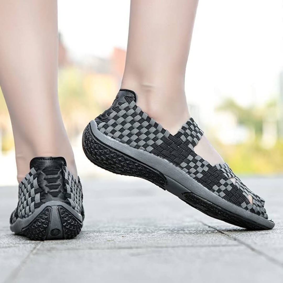 sandalias ergonómicas e casuais com cinto elástico para mulher