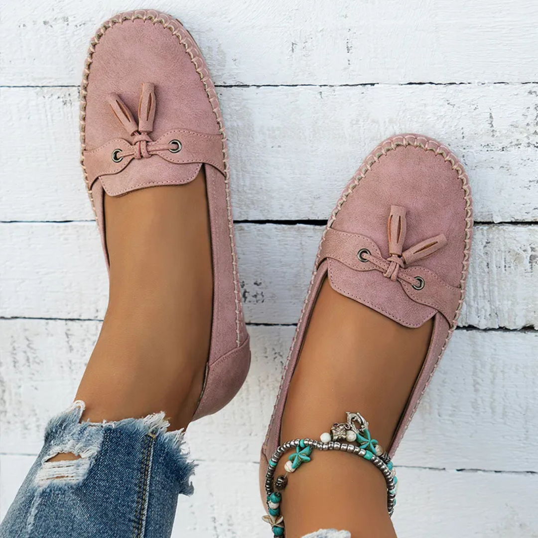 Mocassins de Mulher Macios e Confortáveis de Estilo Vintage com Laço
