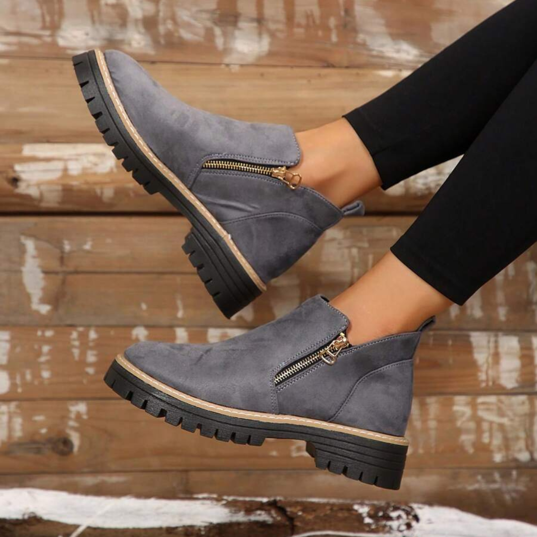 Botas de Cano Curto com Fecho de Correr para Mulher