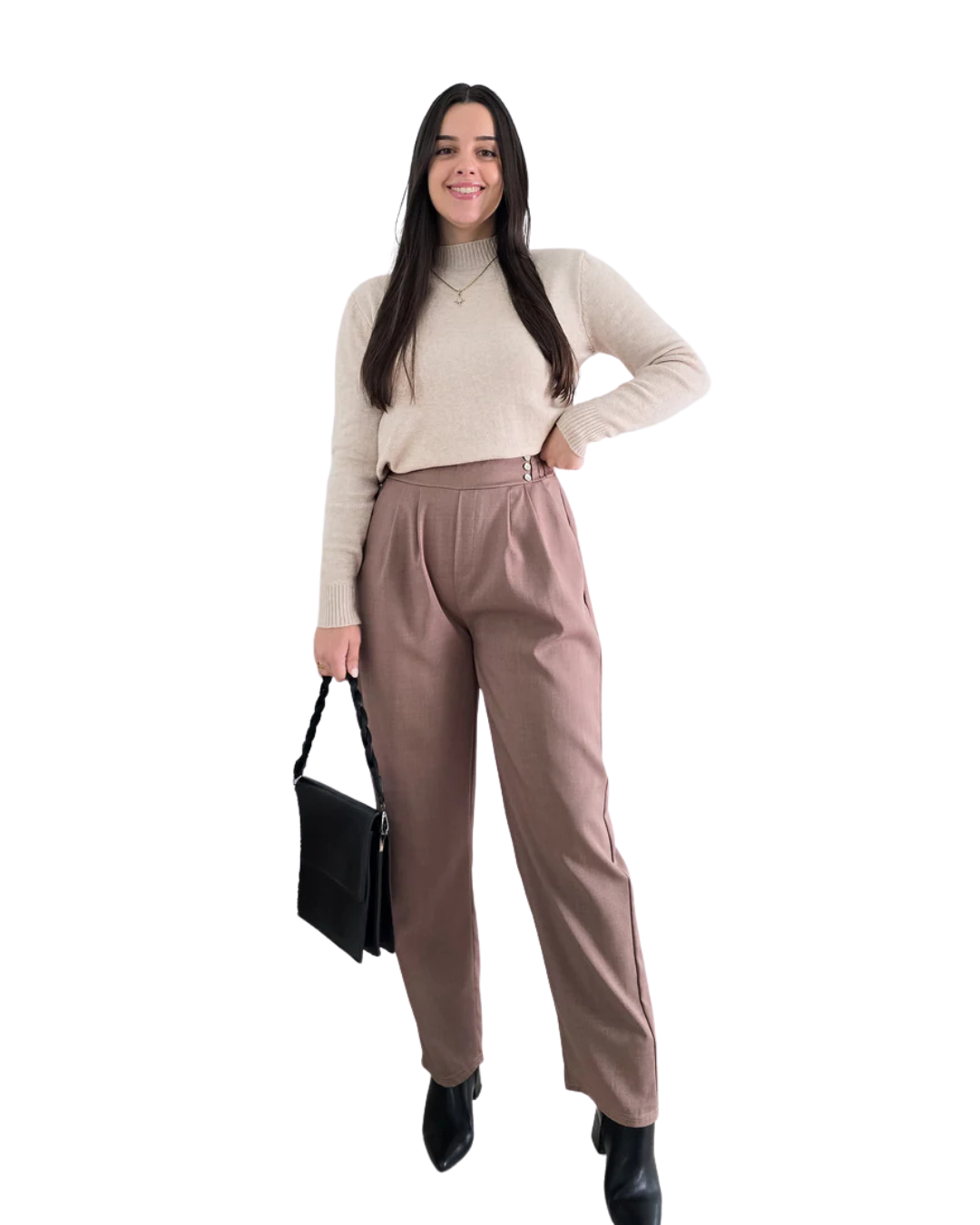 Calças sociais fluidas de cintura alta para mulher