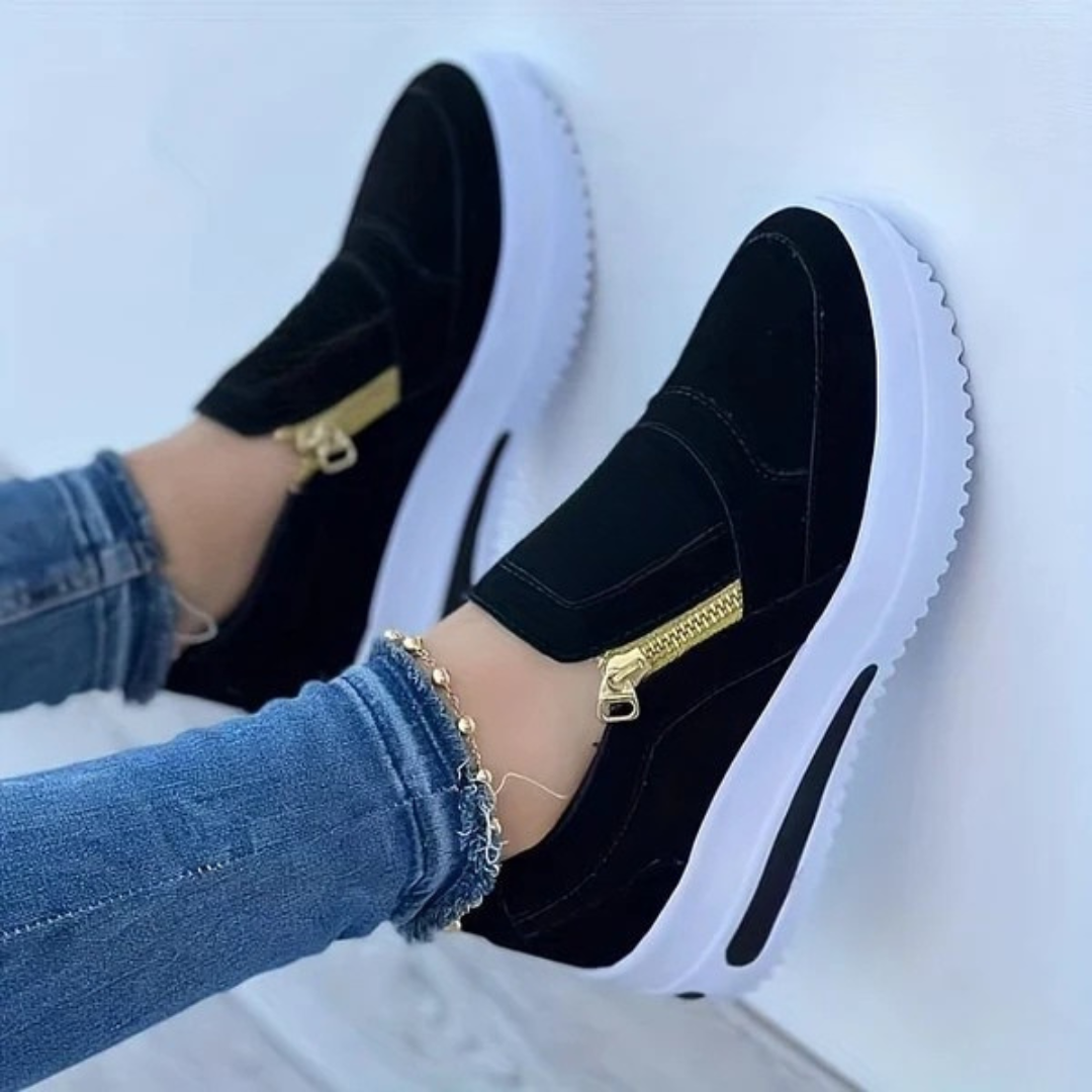 Sapatos Leves e Confortáveis com Fechos Laterais para Mulher