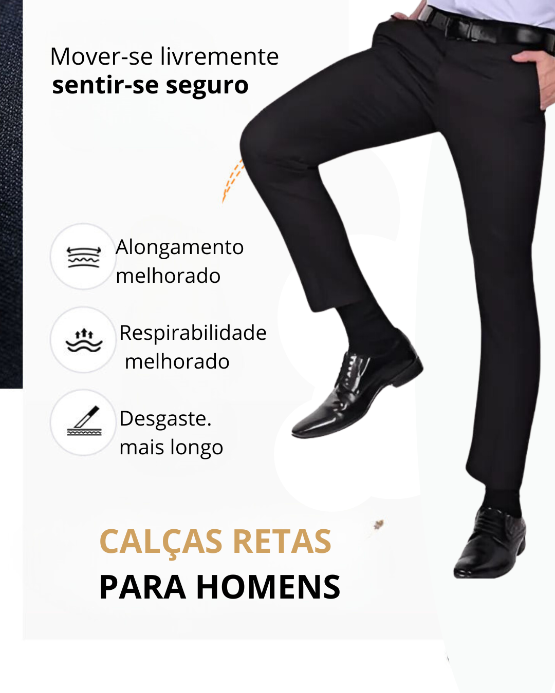 Calças clássicas de alta elasticidade para homem