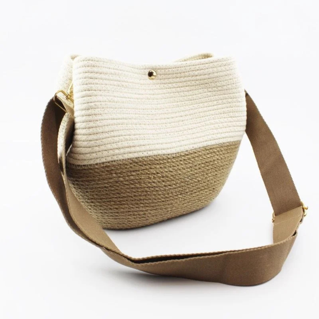 Bolsa de ombro feminina em juta e algodão