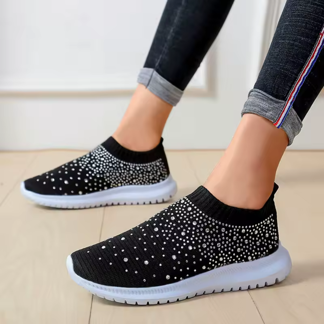 Sapatilhas Slip-on para Mulher com Brilhantes e Estilo Casual