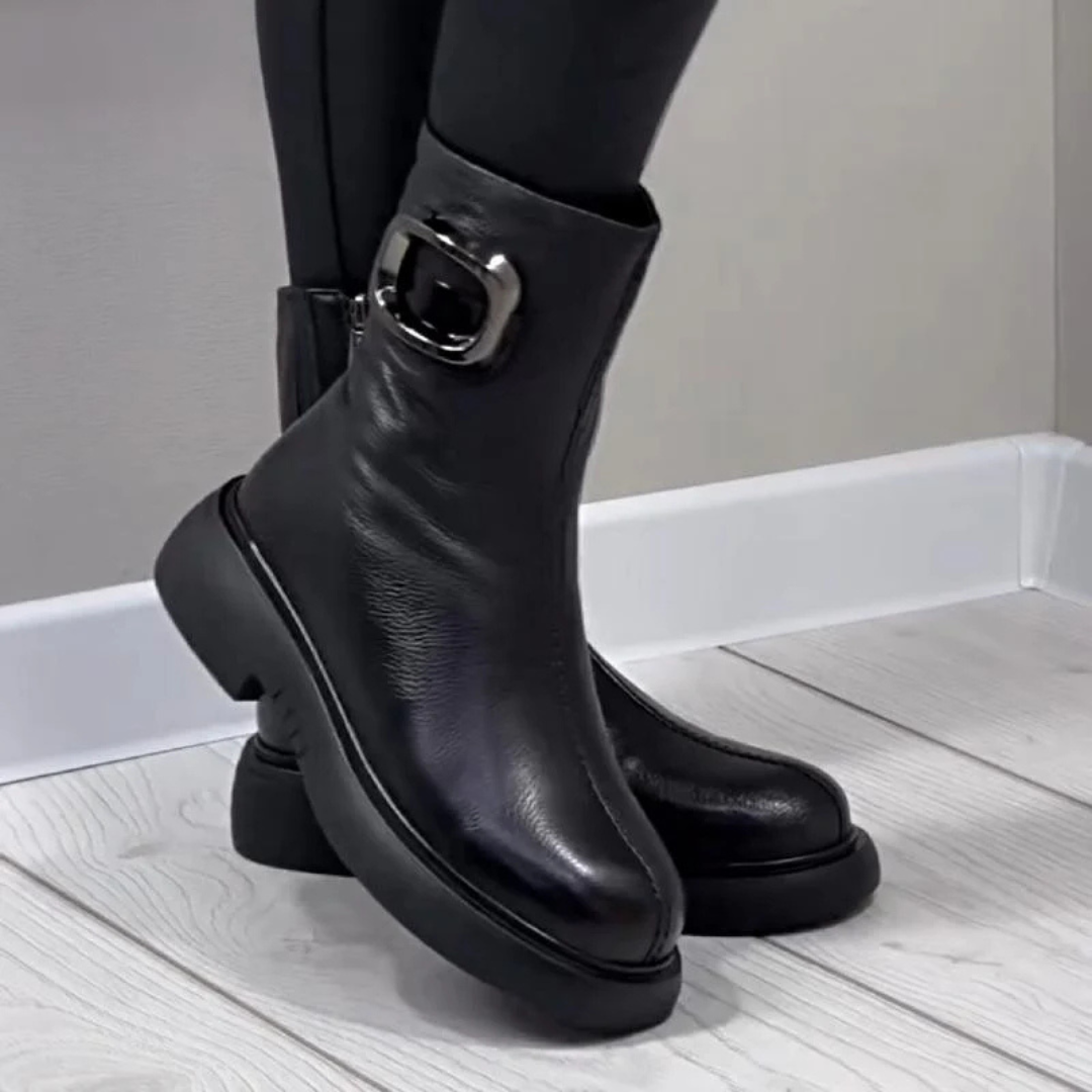 Botas de Couro Quentes Até ao Tornozelo para Mulher