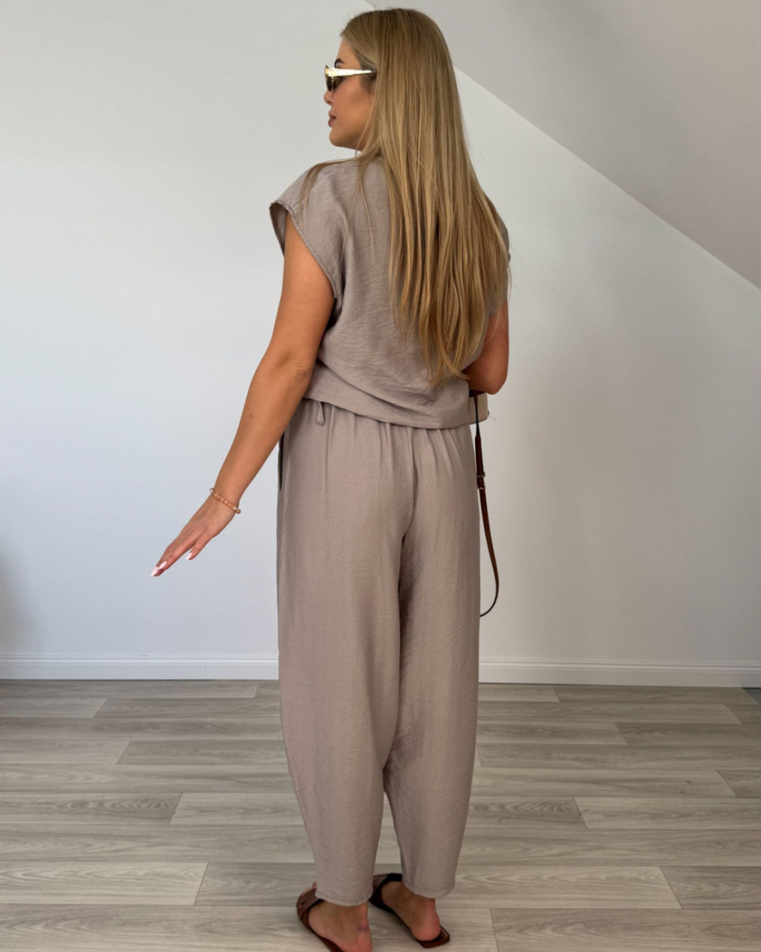 Conjunto de Duas Peças Vintage de Corte Holgado para Mulher