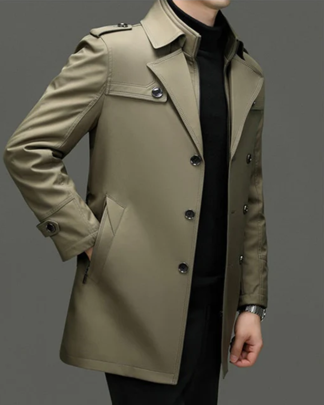 Casaco Clássico de Comprimento Médio com Forro Removível para Homem