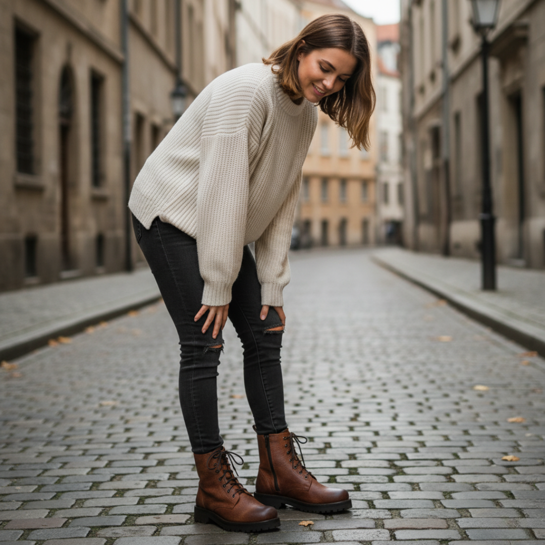 Botas de couro para mulher com design clássico