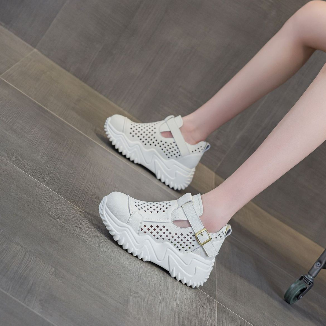 Sapatos de mulher com design respirável e plataforma antiderrapante