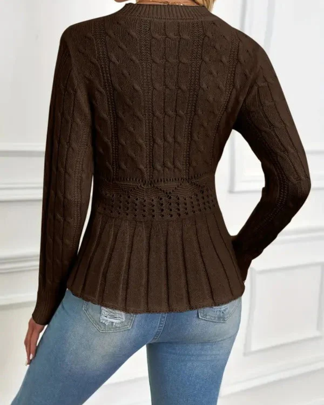 Camisola de Malha Grossa de Gola Redonda para Mulher