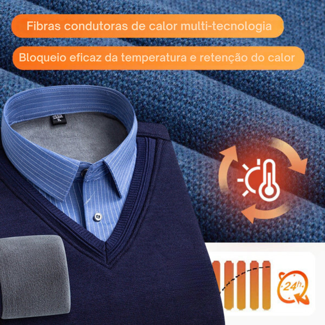 Camisa térmica casual de manga comprida para homem