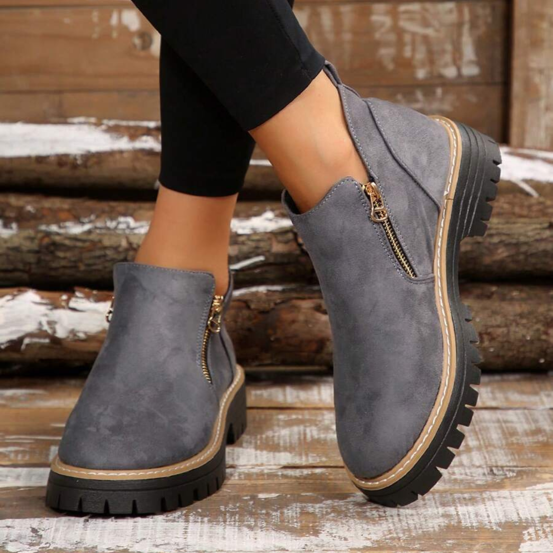 Botas de Cano Curto com Fecho de Correr para Mulher