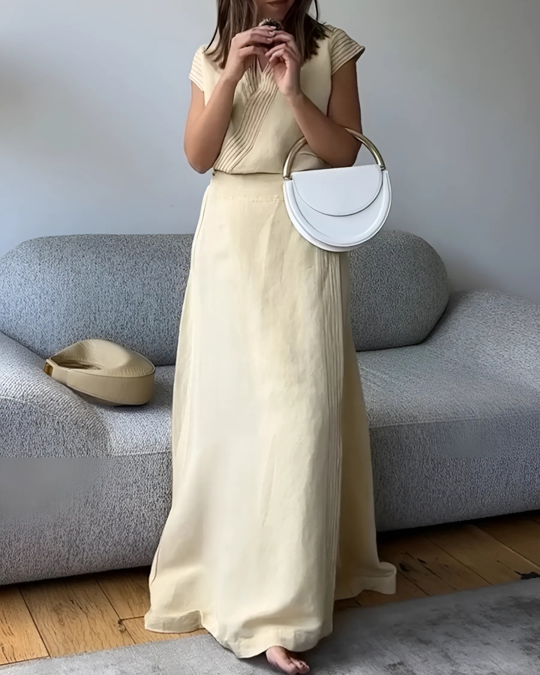 Conjunto Casual de Duas Peças com Camisa e Saia para Mulher