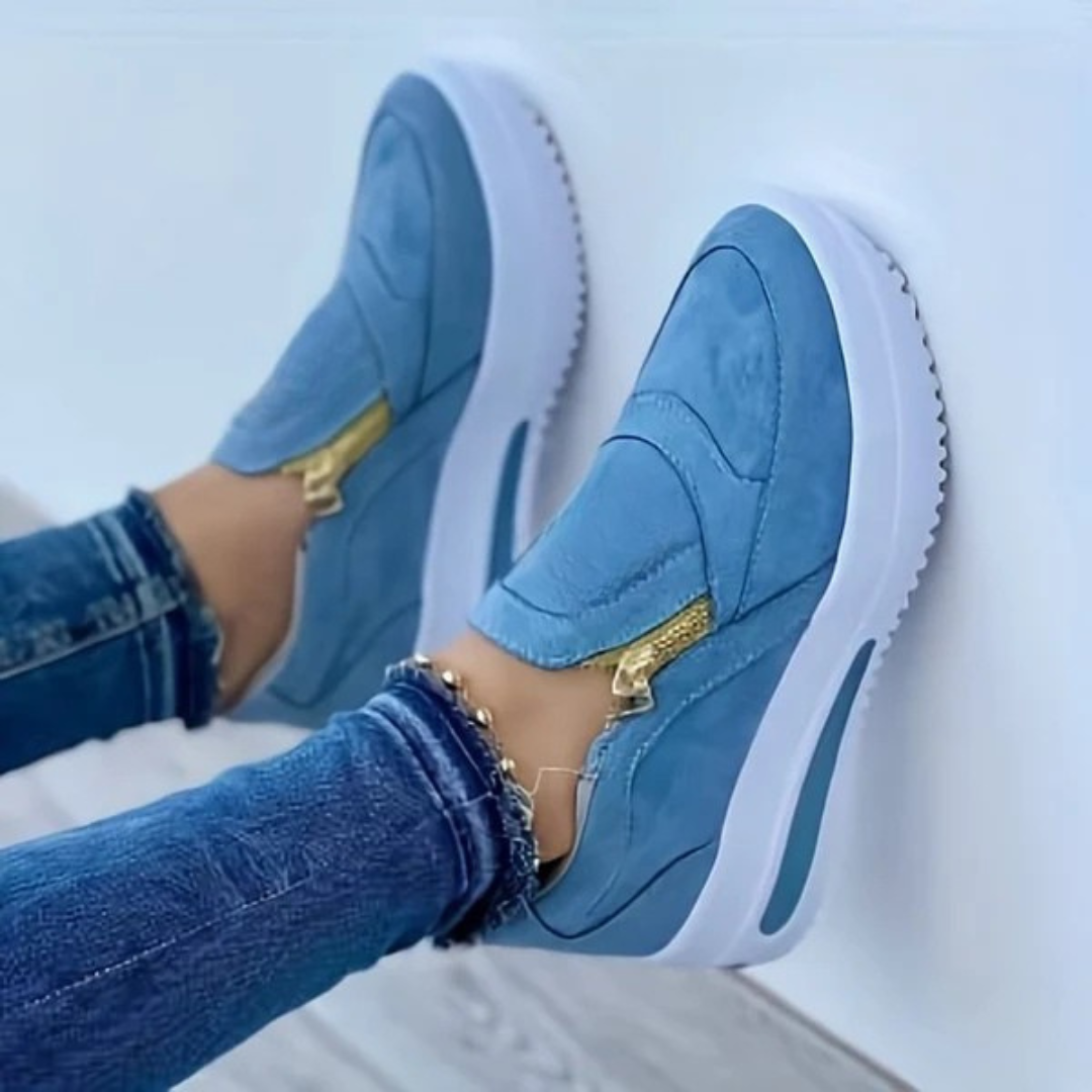 Sapatos Leves e Confortáveis com Fechos Laterais para Mulher