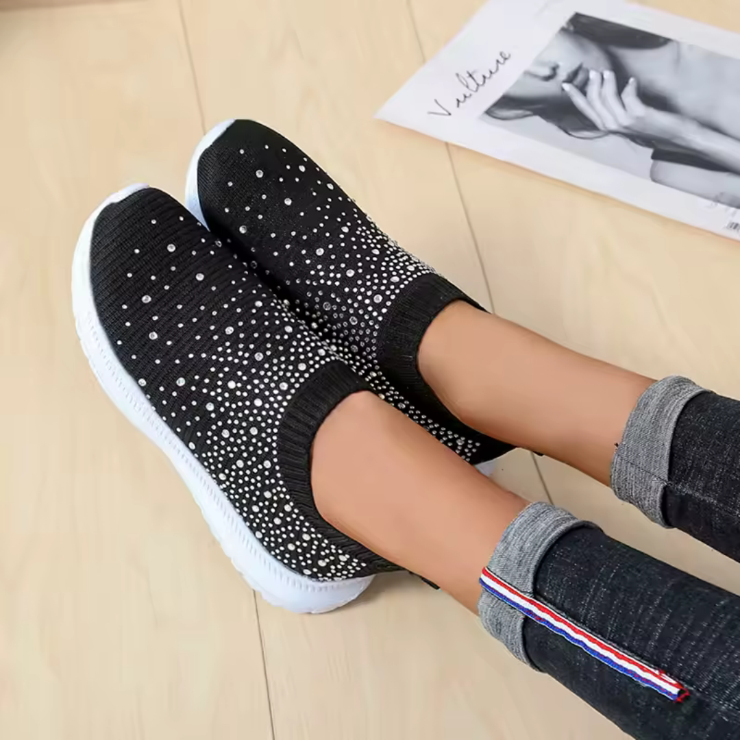 Sapatilhas Slip-on para Mulher com Brilhantes e Estilo Casual