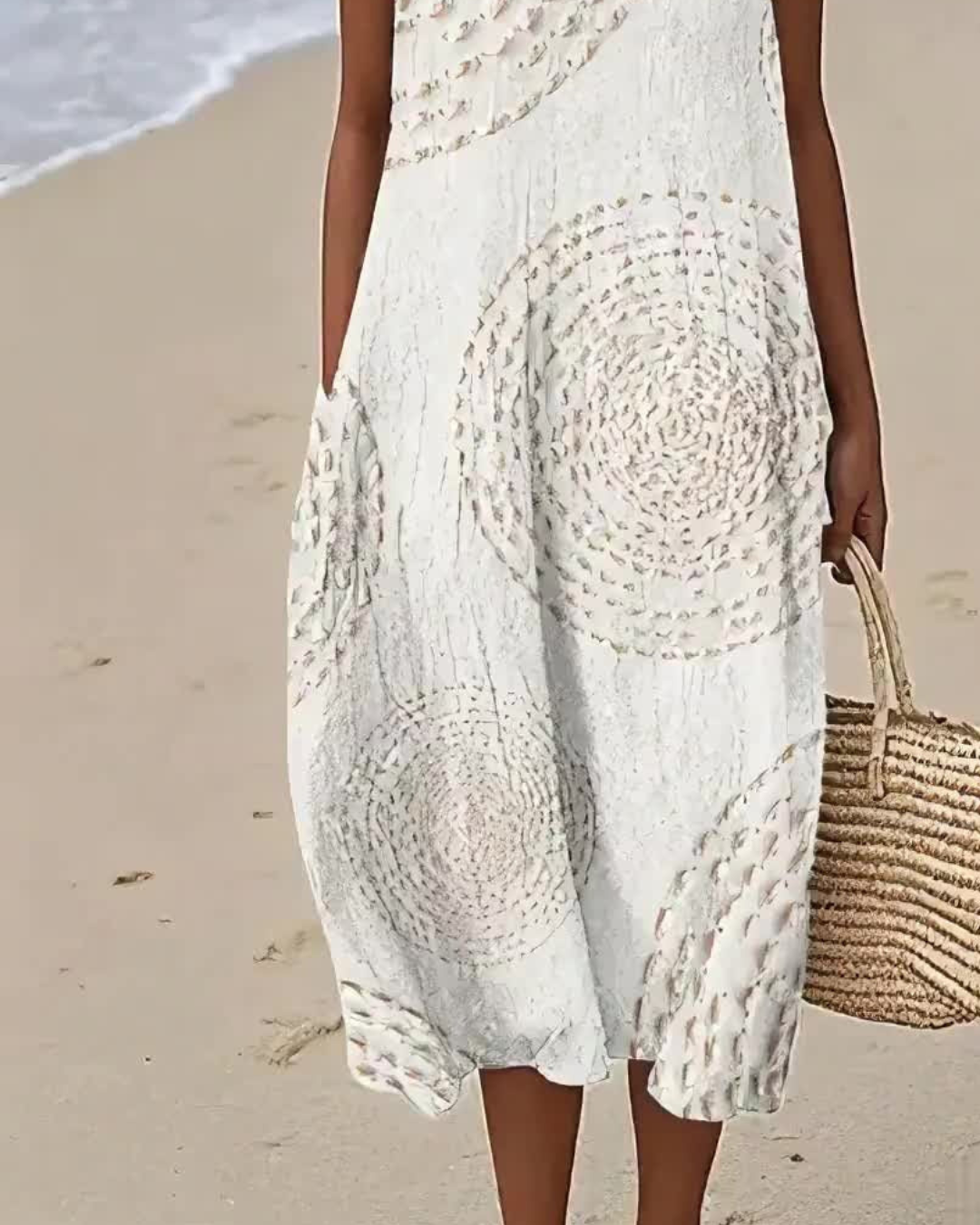 Vestido estampado longo com corte fluido