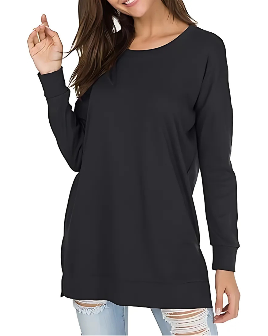 Camisola de Manga Comprida e Folgada para um Estilo Casual e Confortável