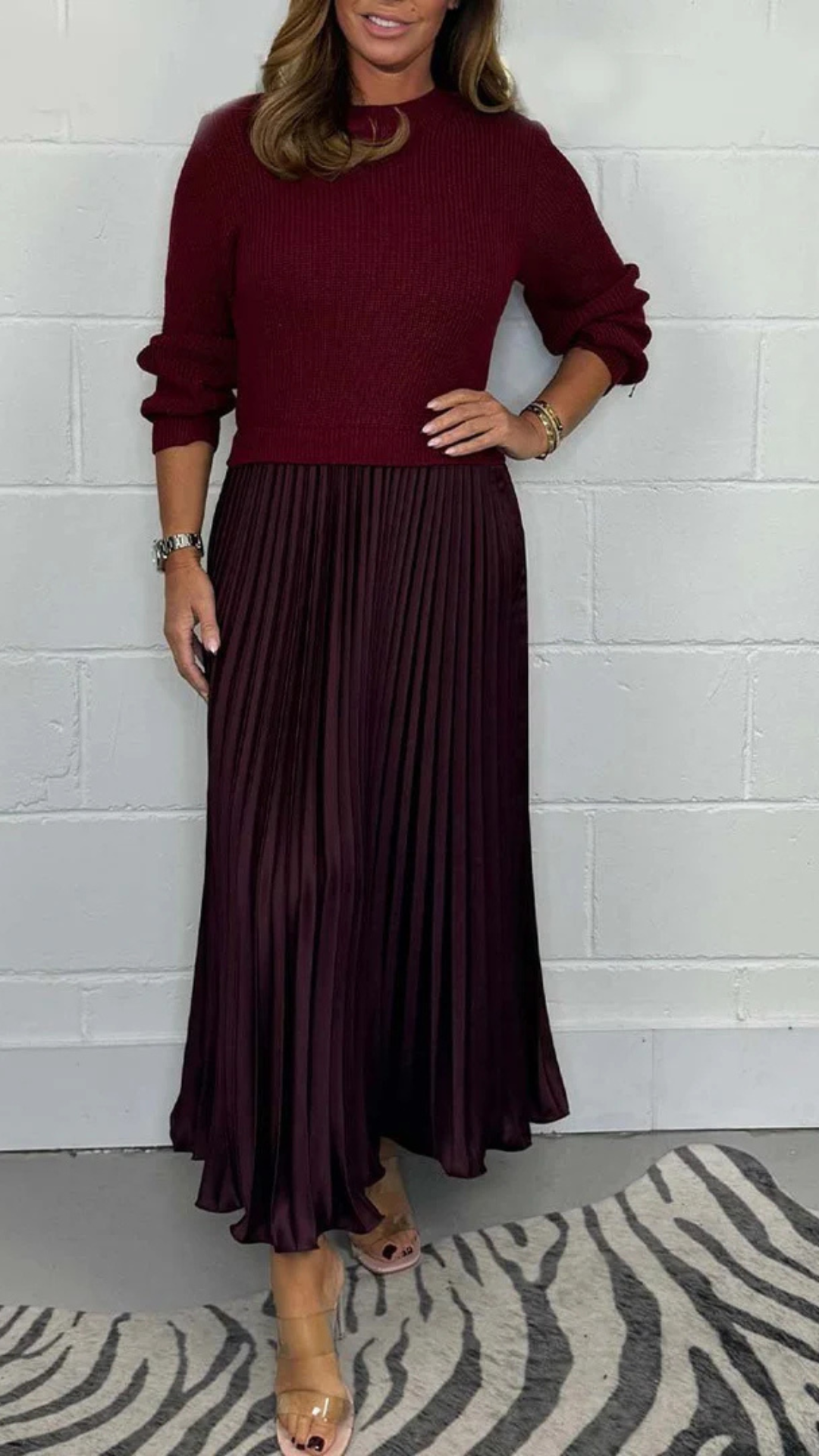 Vestido Comprido com Fundo Plissado