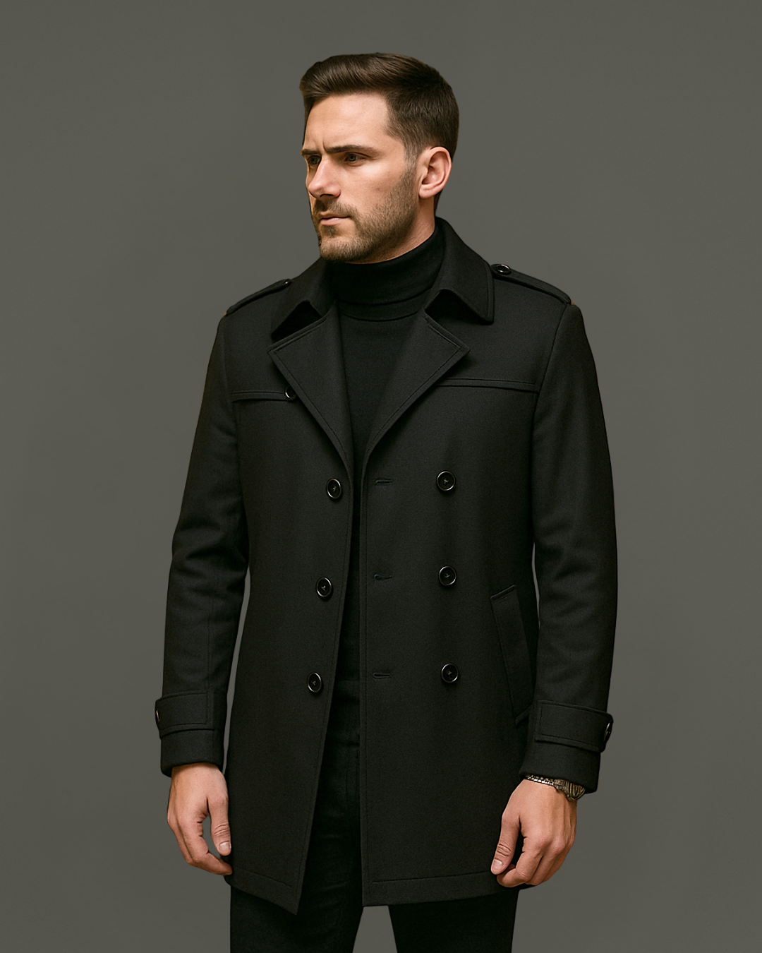 Casaco Clássico de Comprimento Médio com Forro Removível para Homem