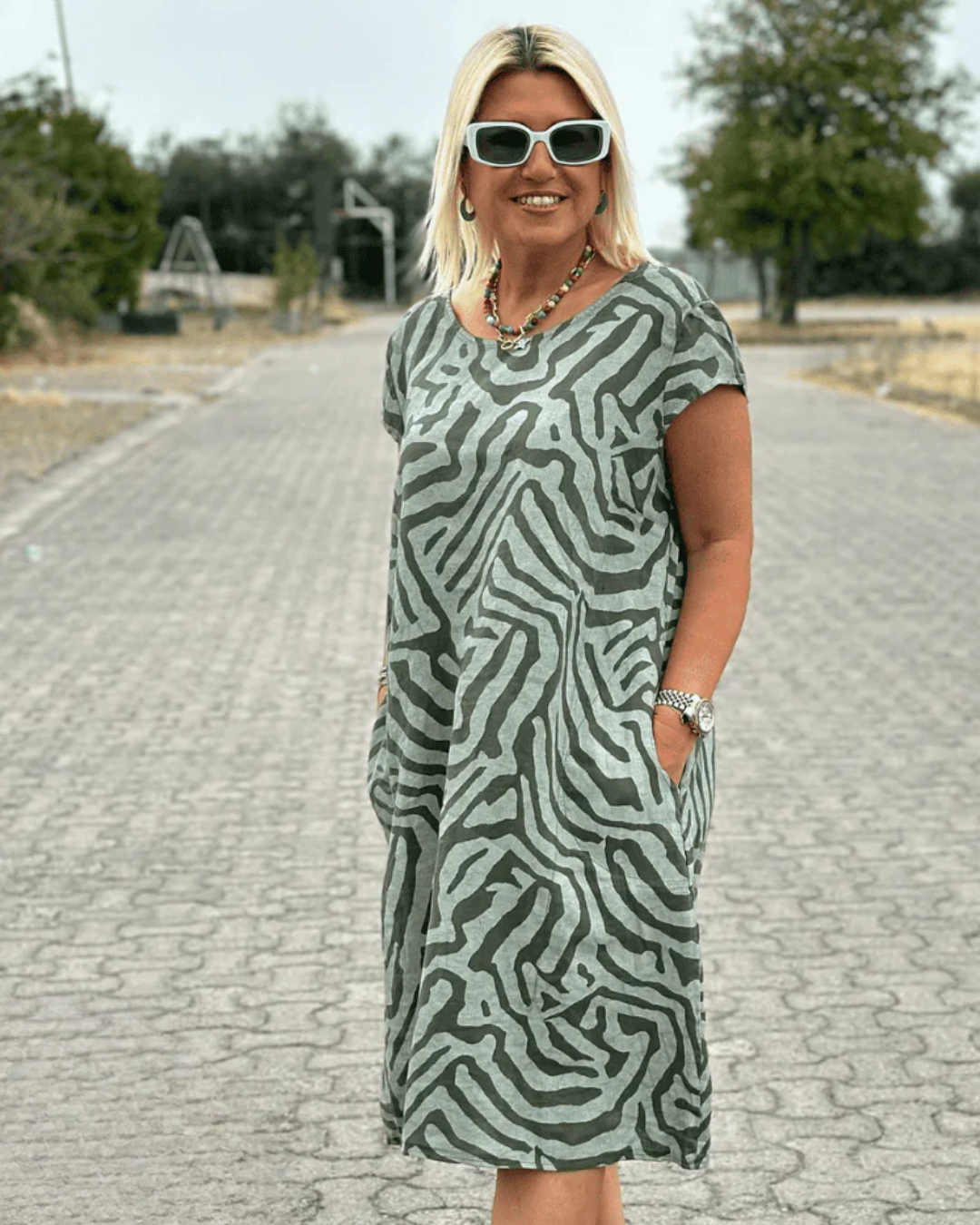 Vestido curto Boho solto e justo