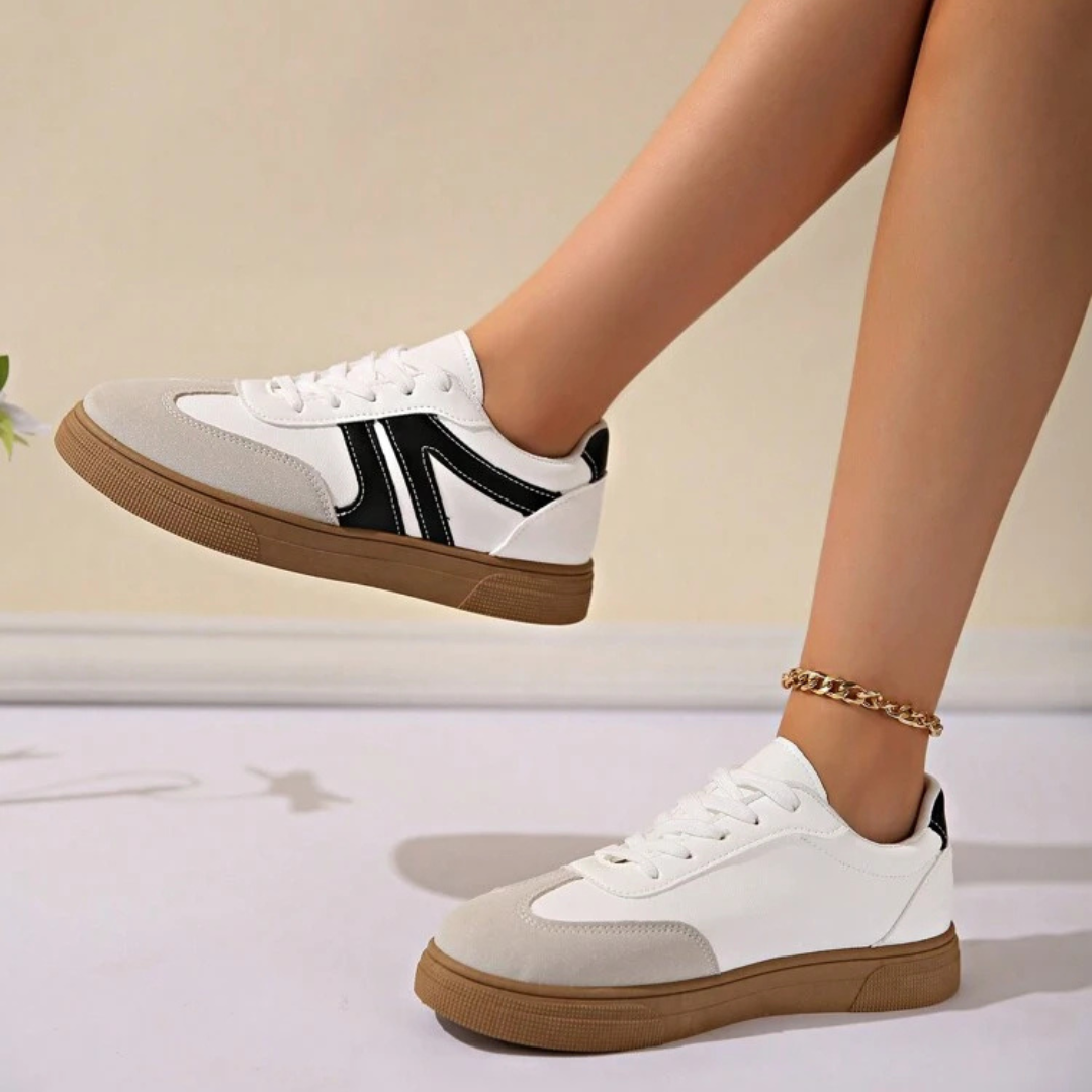 Sapatilhas de Dois Tons para Mulher com Sola Antiderrapante e Design Casual