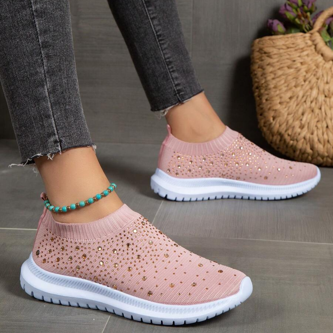 Sapatilhas Slip-on para Mulher com Brilhantes e Estilo Casual