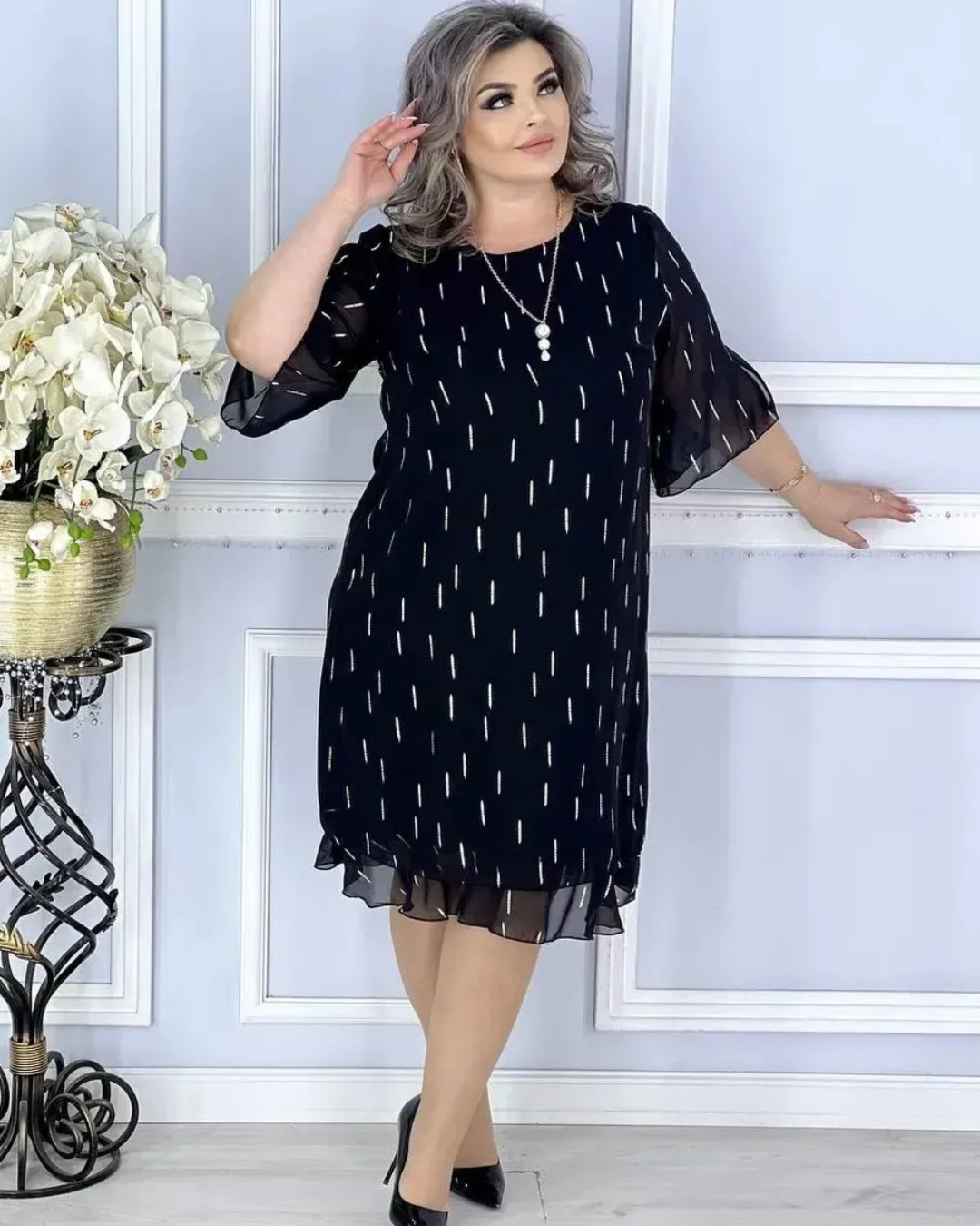 Vestido Suelto curto, elegante e na moda para mulher
