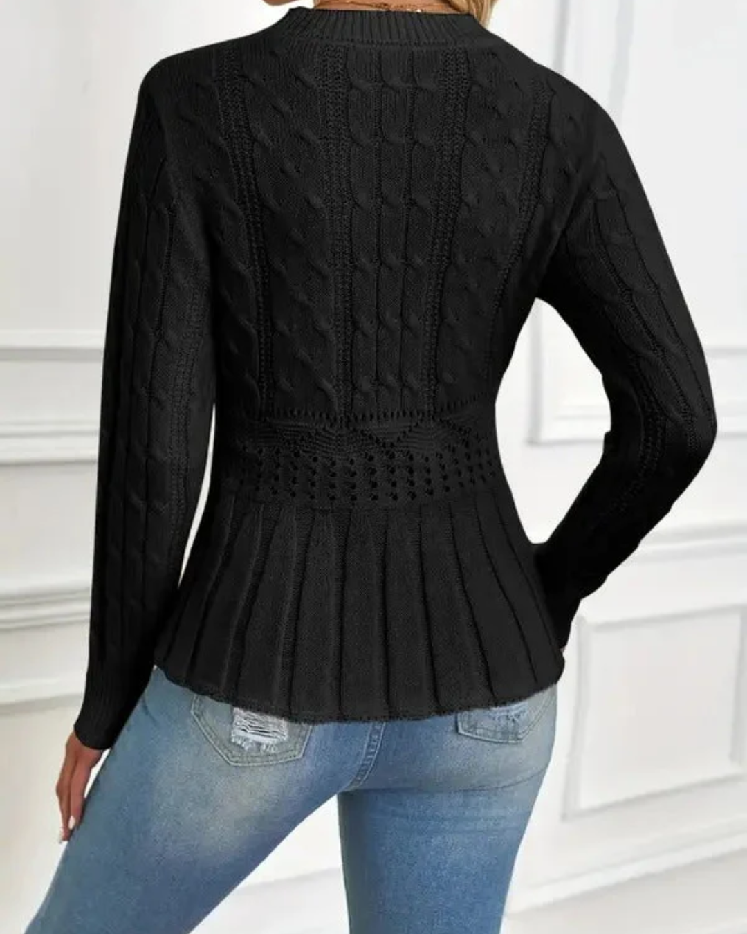 Camisola de Malha Grossa de Gola Redonda para Mulher