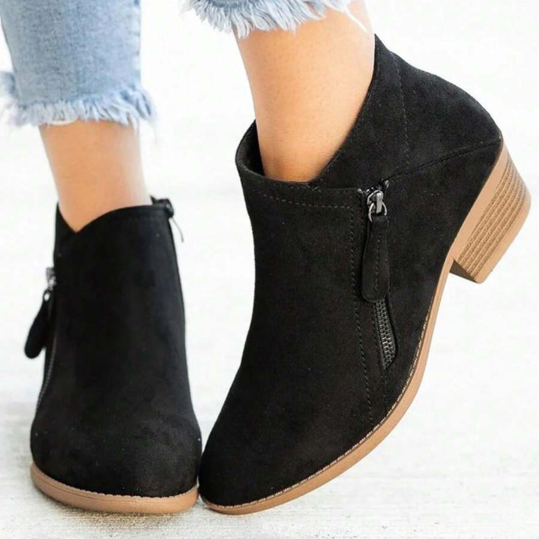 Botas de Cano Médio para Mulher com Fecho de Correr Lateral