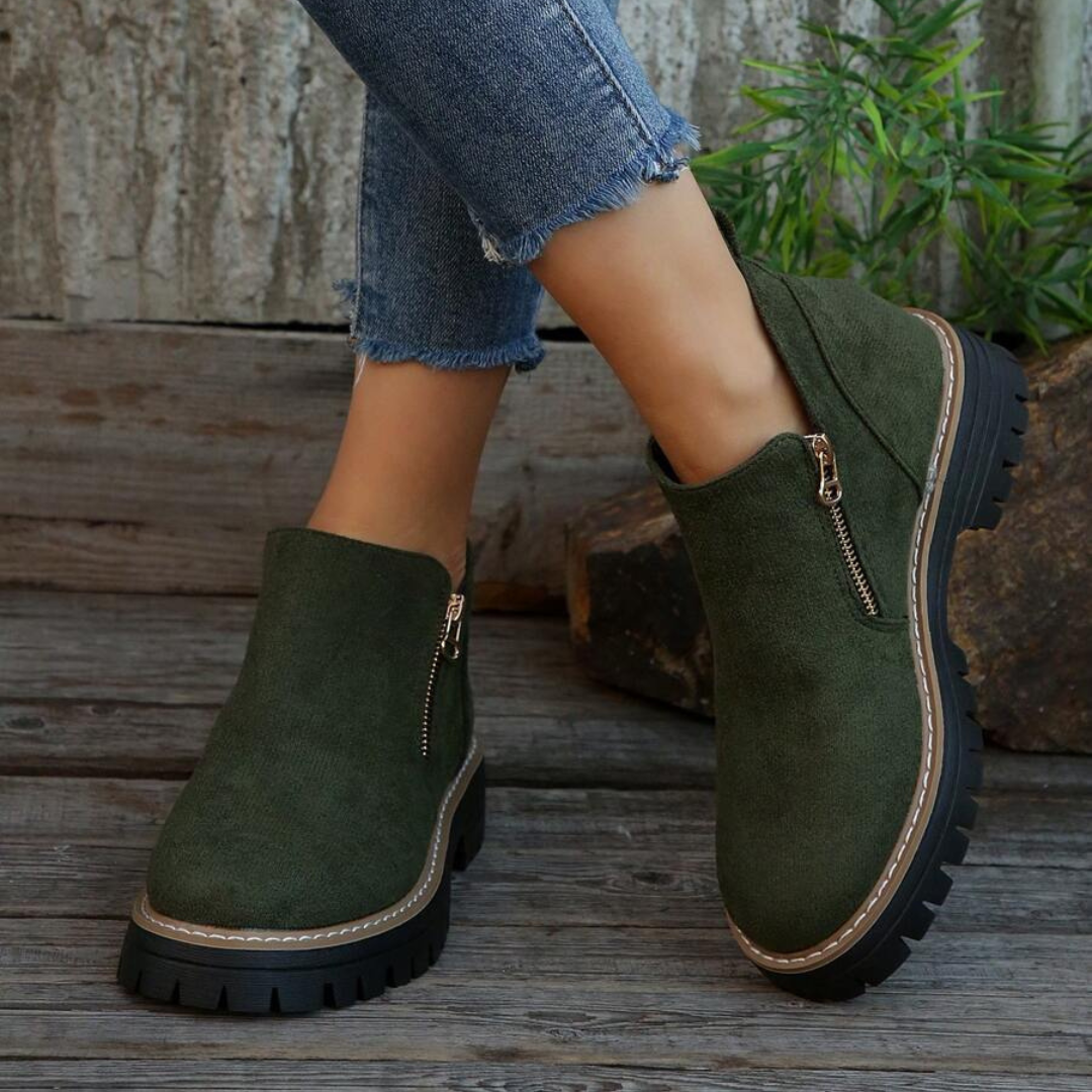 Botas de Cano Curto com Fecho de Correr para Mulher