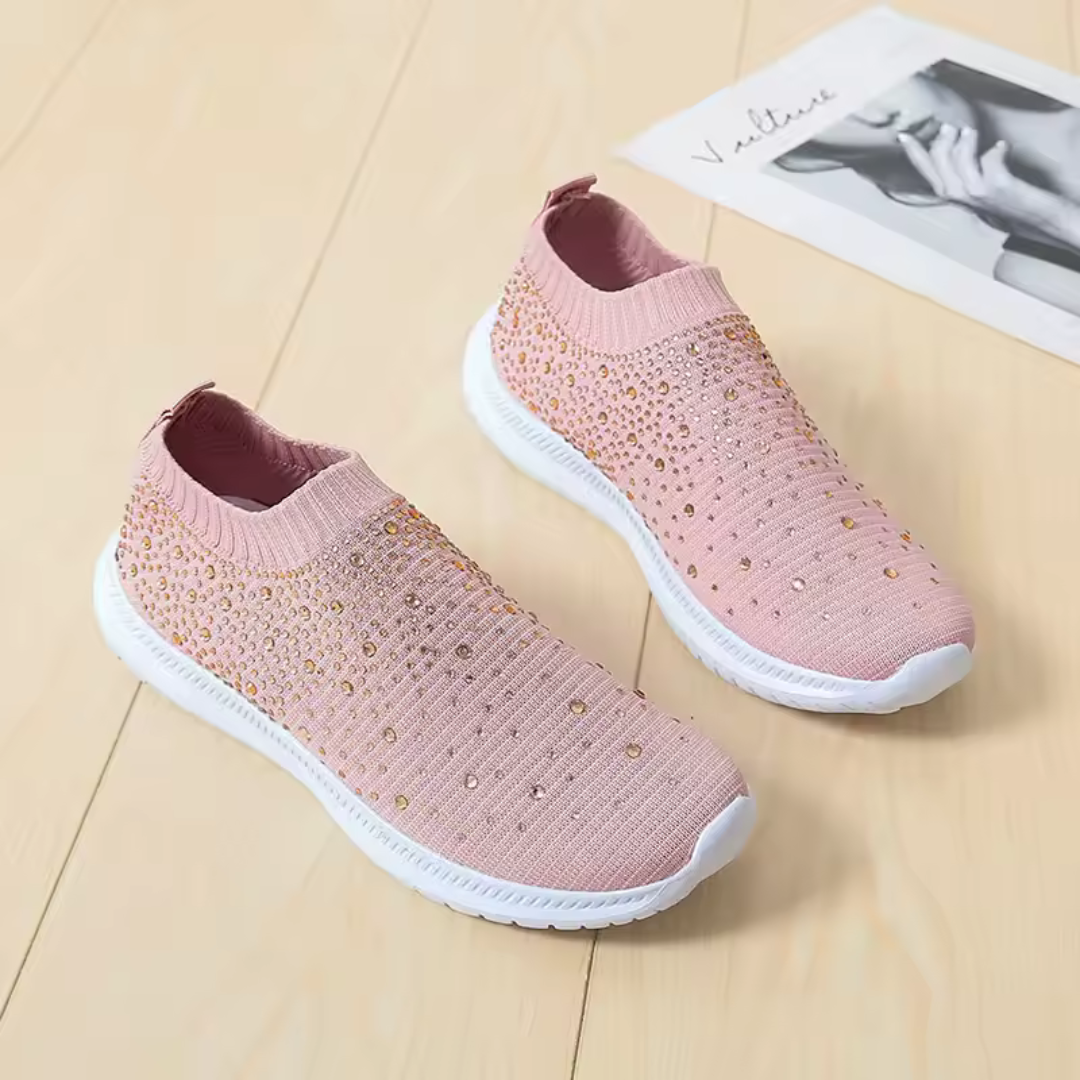Sapatilhas Slip-on para Mulher com Brilhantes e Estilo Casual