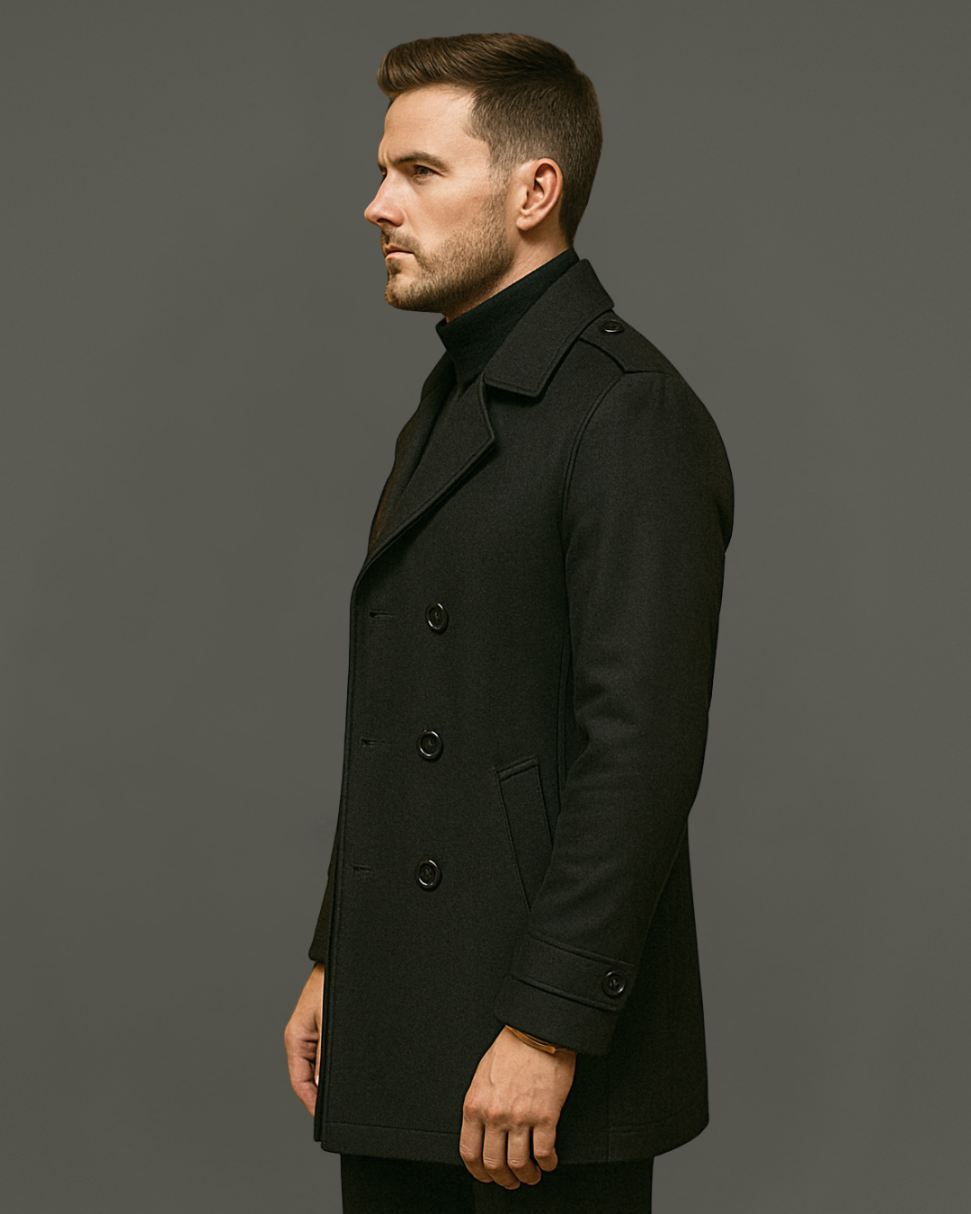 Casaco Clássico de Comprimento Médio com Forro Removível para Homem