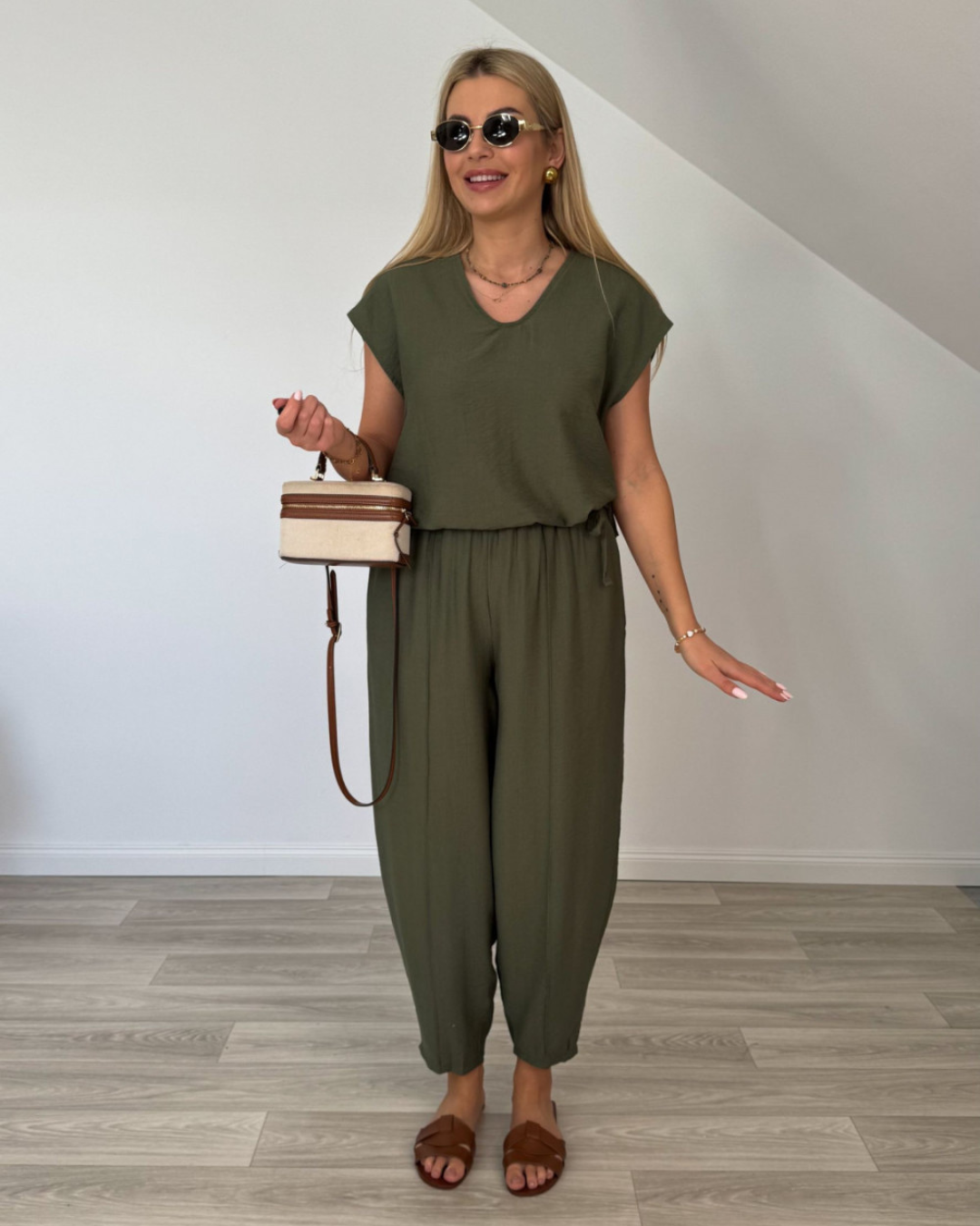 Conjunto de Duas Peças Vintage de Corte Holgado para Mulher