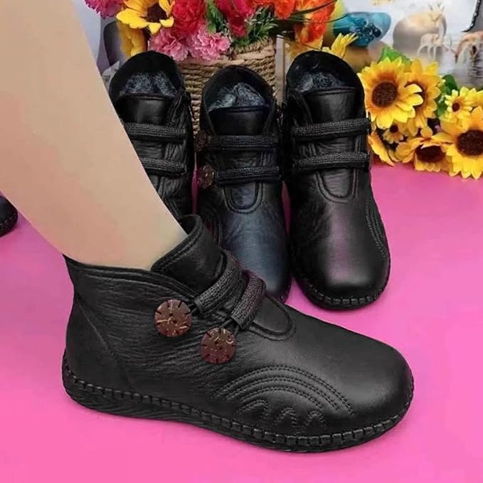 Sapatos Forrados a Lã com Botões para um Ajuste Perfeito para Mulher
