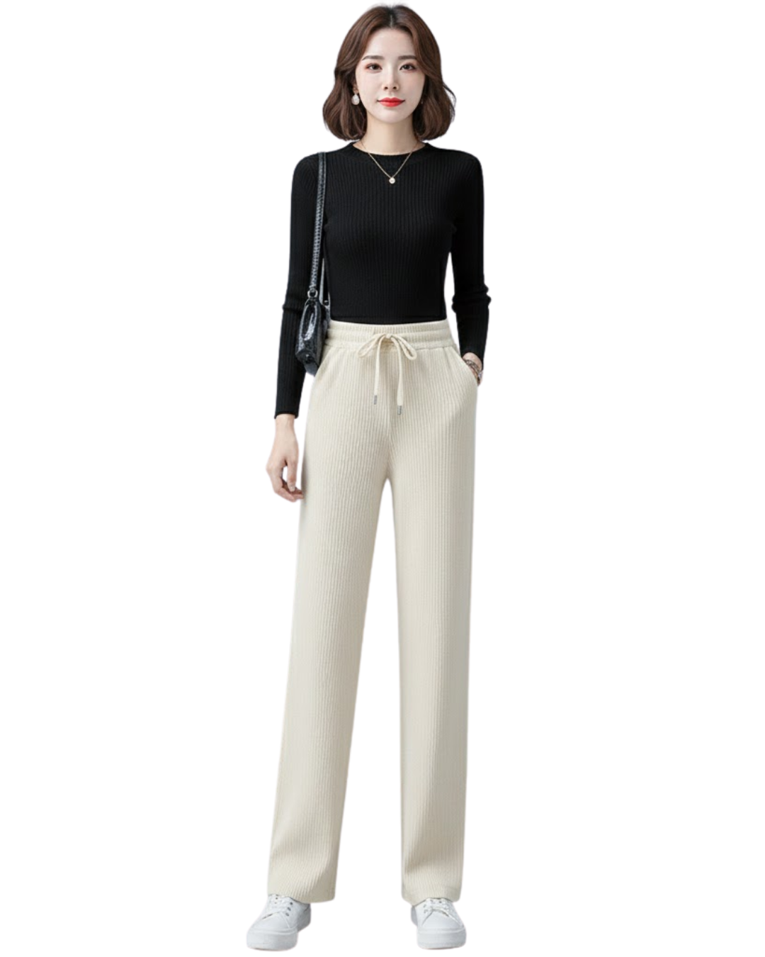 Calças Largas de Veludo Casuais para Mulher