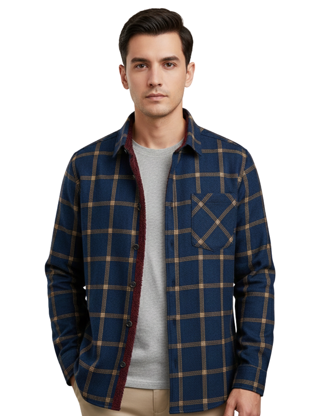 Camisa térmica xadrez para homem