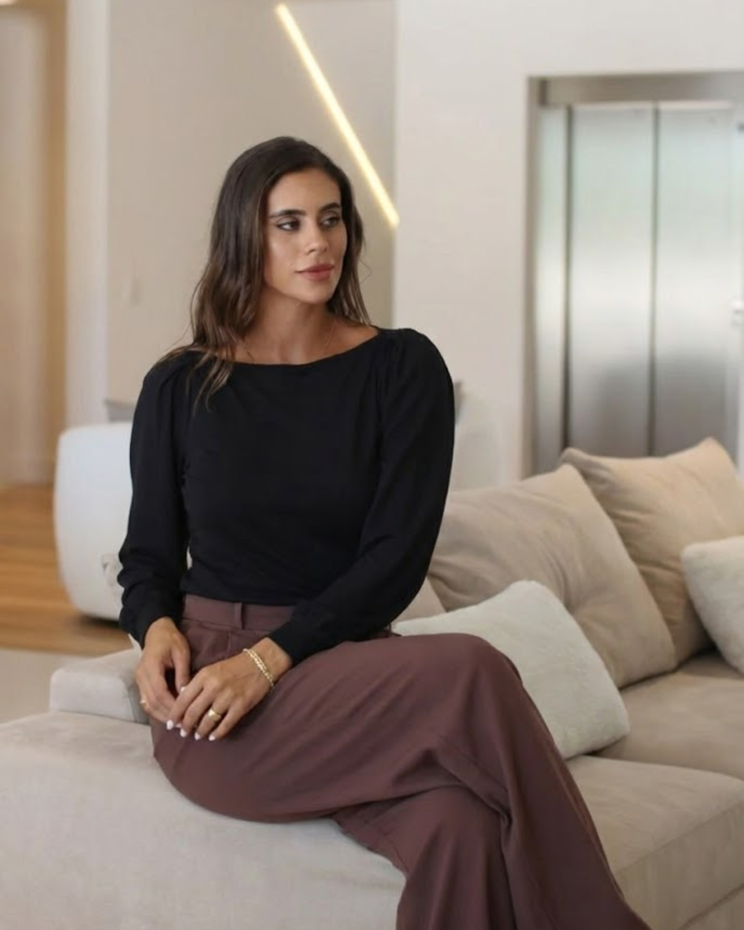 Blusa Elegante de Manga 3/4 para Mulher