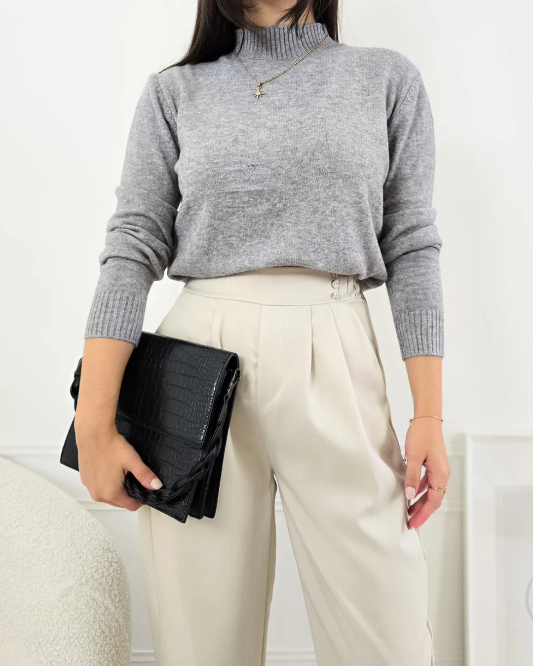 Calças sociais fluidas de cintura alta para mulher