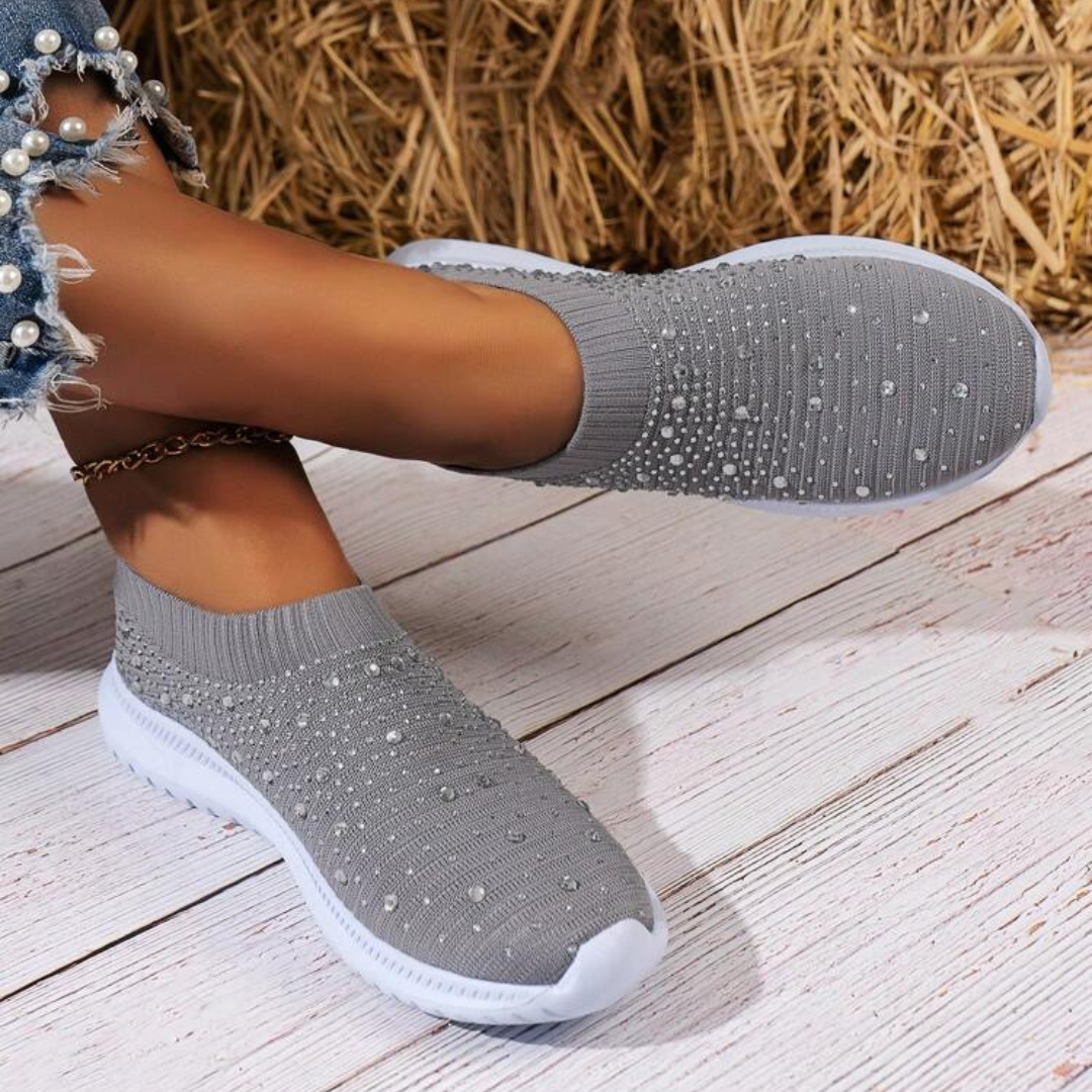 Sapatilhas Slip-on para Mulher com Brilhantes e Estilo Casual