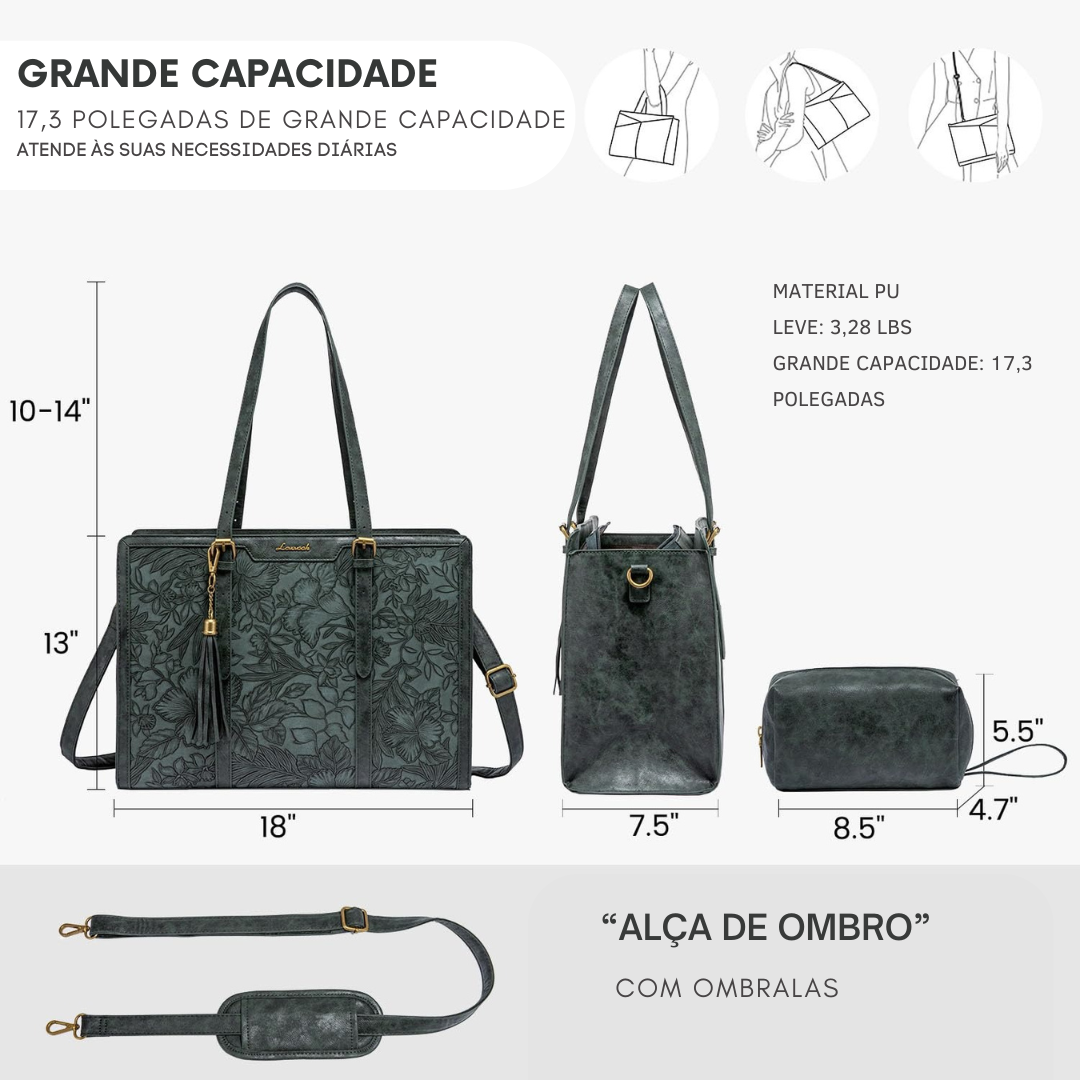 Bolsa feminina vintage de couro para laptop®