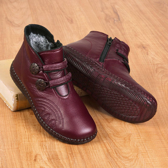 Sapatos Forrados a Lã com Botões para um Ajuste Perfeito para Mulher